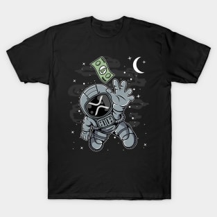 Astronaut Reaching Ripple XRP Coin To The Moon Crypto Token Cryptocurrency Blockchain Wallet Birthday Gift For Men Women Kids T-Shirt